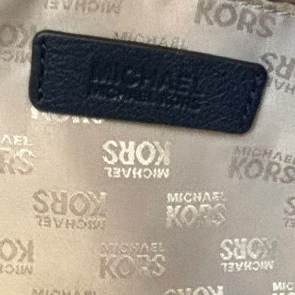 Michael Kors Navy Blue Leather Drawstring Ring Handles Satchel Shoulder Bag-Navy - Picture 14 of 15